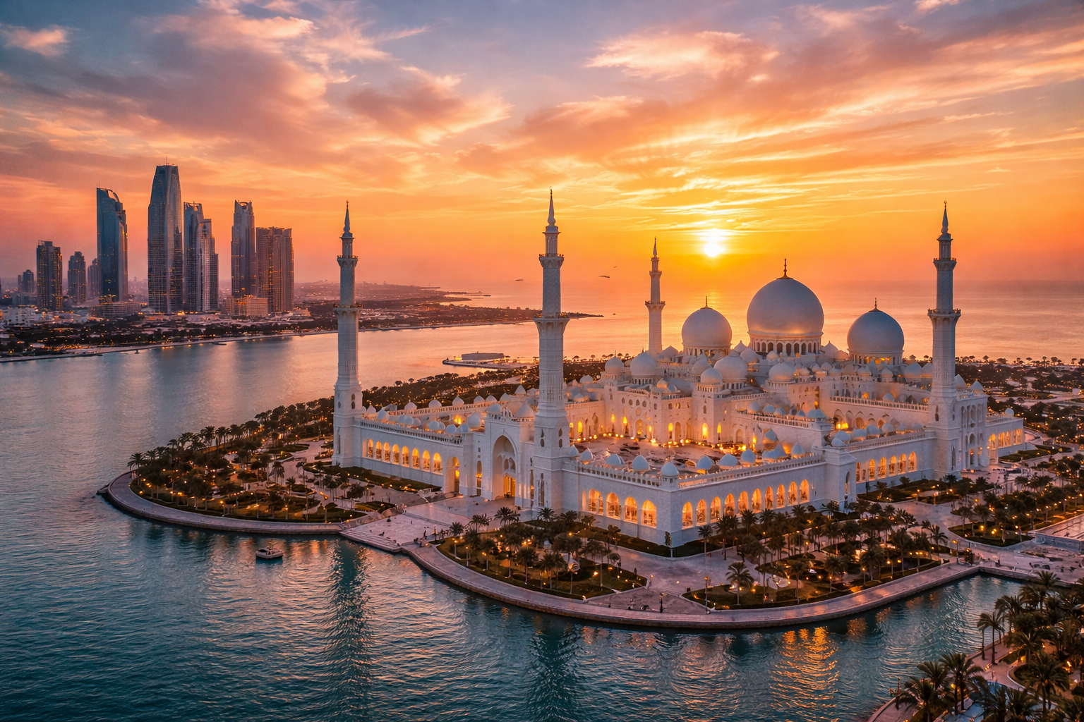 Sheikh Zayed Grand Mosque in Abu Dhabi showcasing top things to do in Abu Dhabi