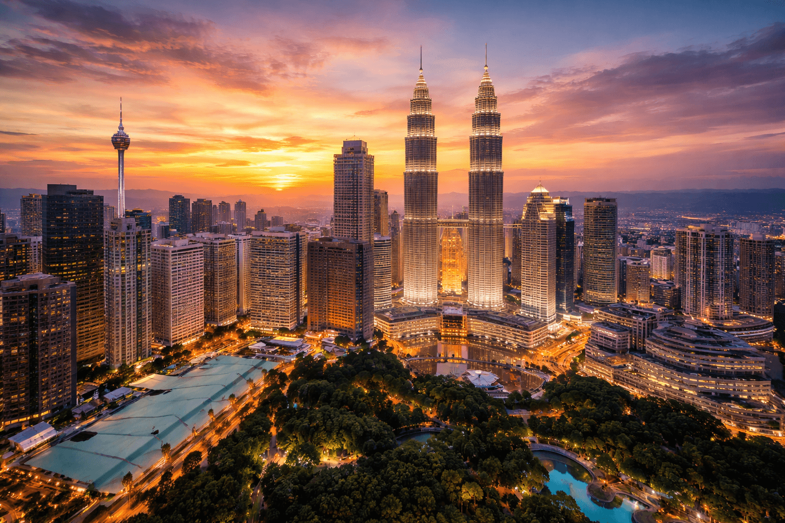 Kuala Lumpur skyline with Petronas Twin Towers showcasing top things to do in Kuala Lumpur