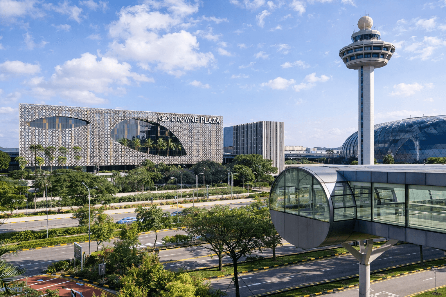 Crowne Plaza Changi Airport Singapore business hotel located next to airport terminal
