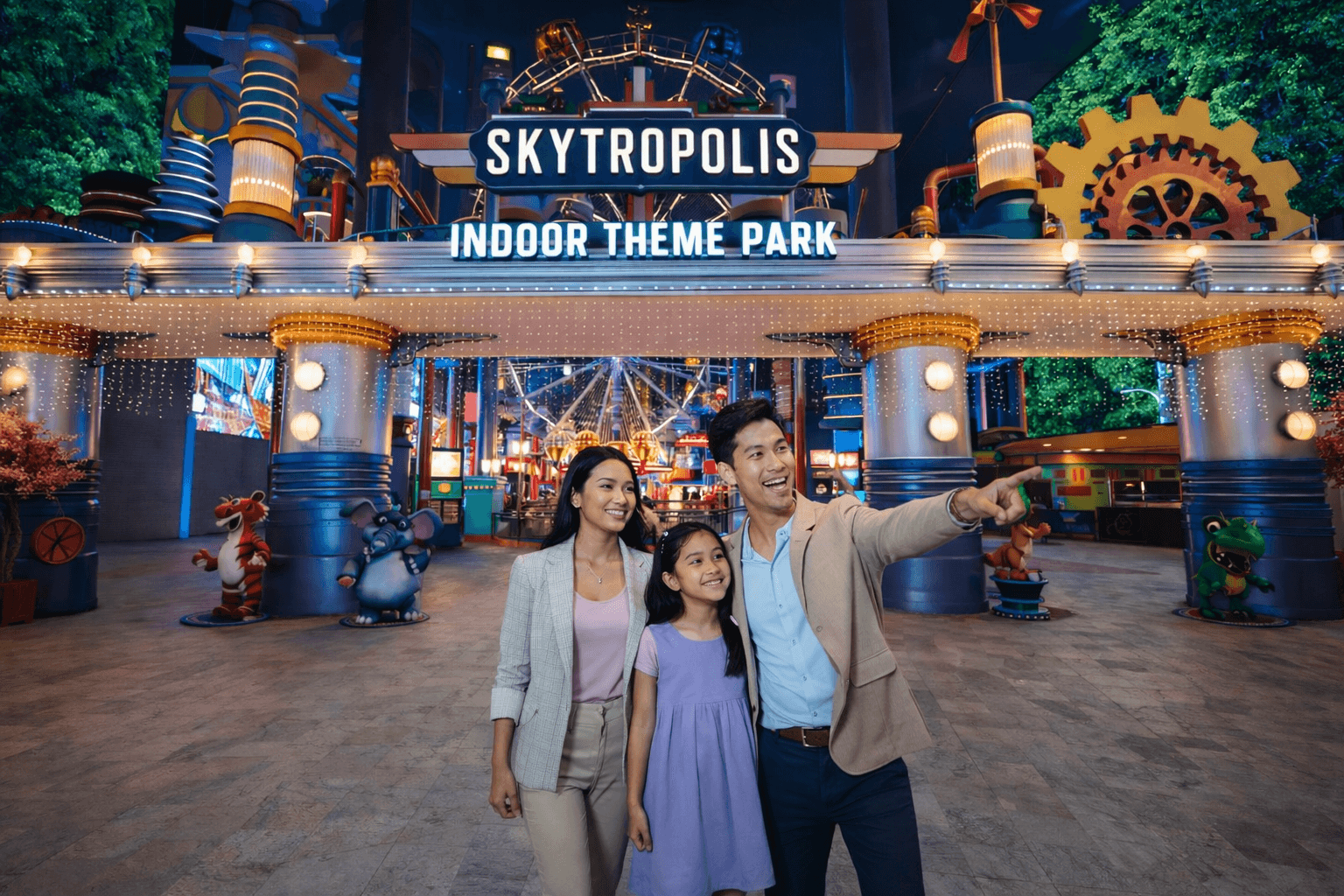 Family visiting Skytropolis Indoor Theme Park in Genting Highlands Malaysia