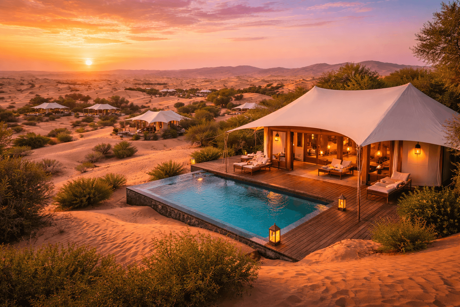 Al Maha Desert Resort and Spa luxury desert villas with private pool in Dubai desert