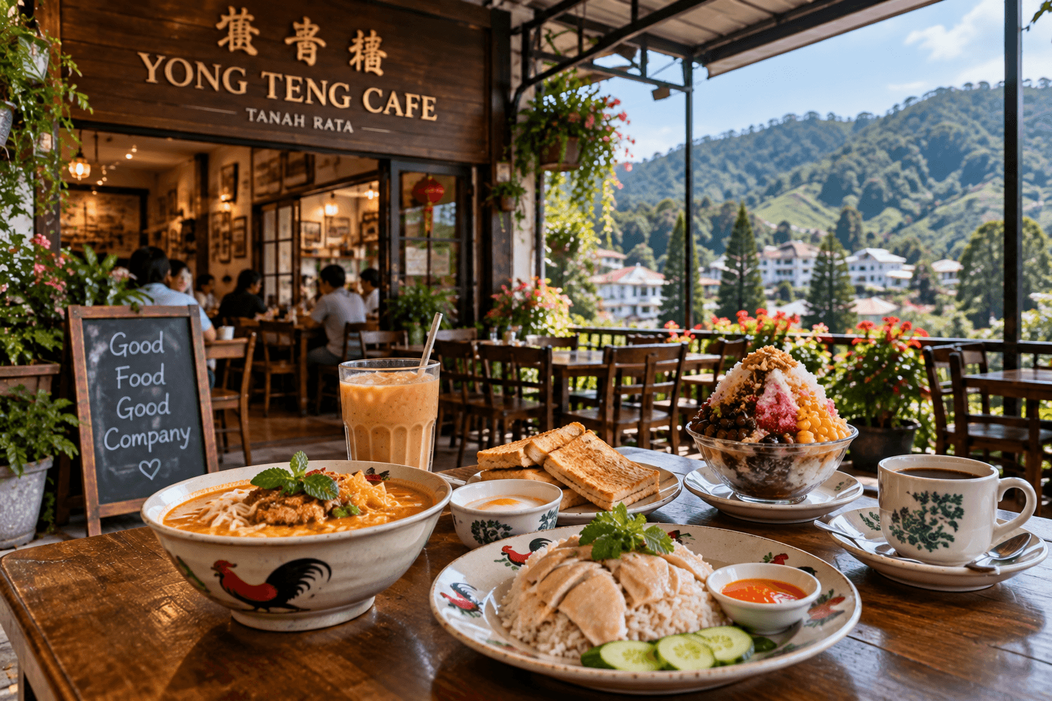 Local Malaysian food and desserts at Yong Teng Cafe in Tanah Rata